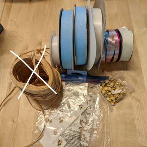 NEW Assorted Ribbons Rolls, Twine, and Bee Accents